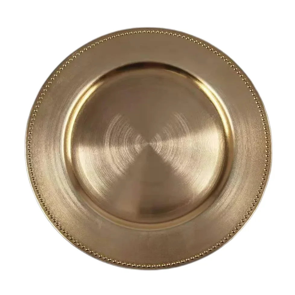 Bulk Luxury Custom Wholesale Plastic Silver Gold Charger Plates For Dining Wedding Dinner Plates