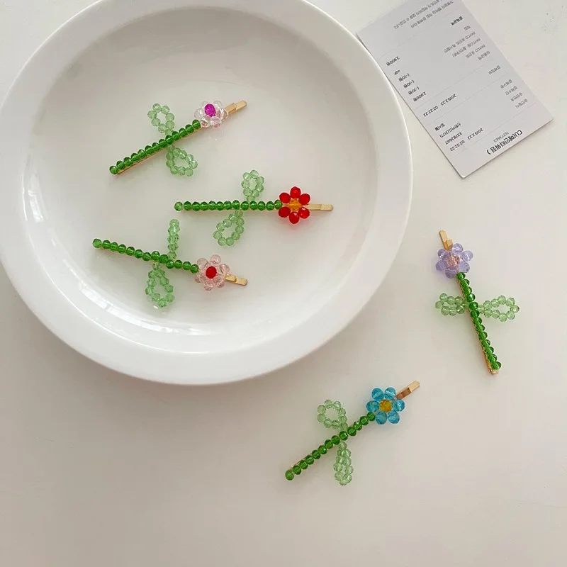 Hot Sale Crystal Beaded Hair Clips Bobby Pins Fashion Hairgrips Accessories For Women Barrette Hairclip Hairpin