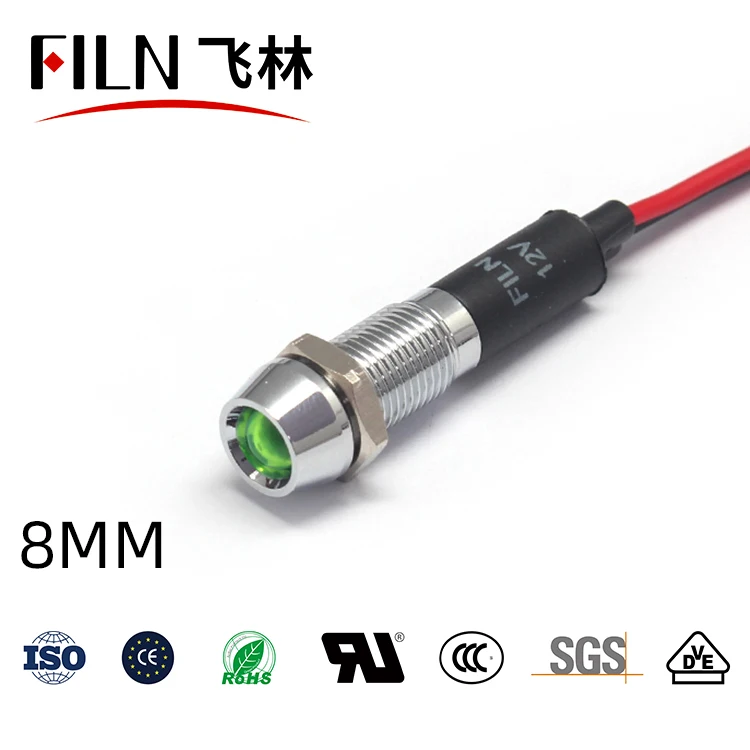 IP67 Waterproof LED Metal Warning Indicator Light 8mm Pilot Signal Lamp 3V 5V 6V 12V 24V 220v Red Yellow Blue Green White