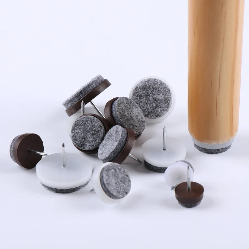 Customized Round Heavy Wooden Furniture Chair Leg Feet Pads Furniture Felt Pads with Nail on Slider Glide Felt Desk Pad