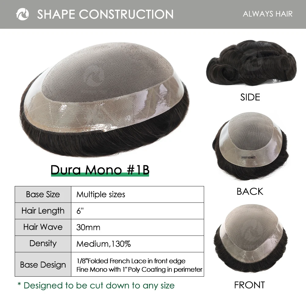 Fine Mono - New Arrivals Large Stock Fine Mono Indian Human Hair Patch System Wholesale for Men 6x9 7x9 7x10 8x10 8x11 9x11