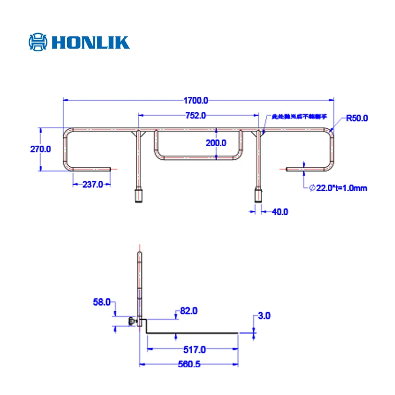 High quality stainless steel guard rail hospital bed adult bed safety rail elderly
