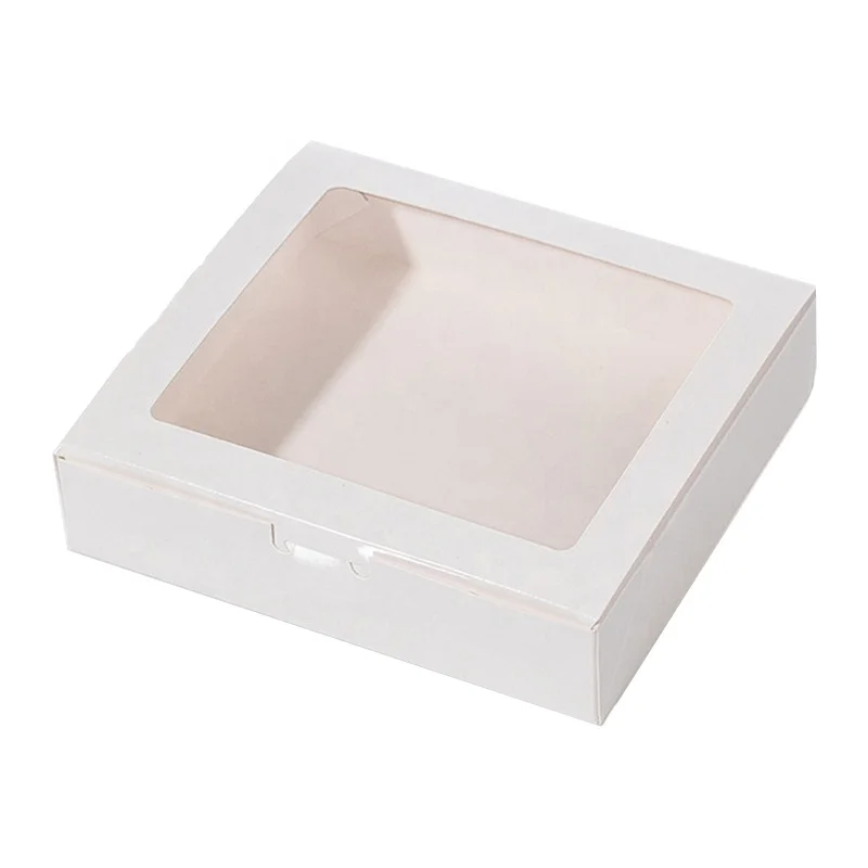 Clear window White Cake Box Cardboard Paper Weeding Packaging Box with  window