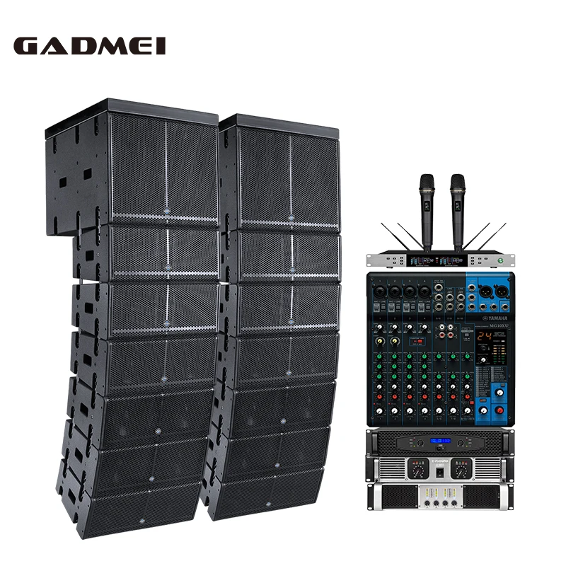 Waterproof line array speakers outdoor dual 8 inch passive active dj audio center subwoofer and line array speaker system set