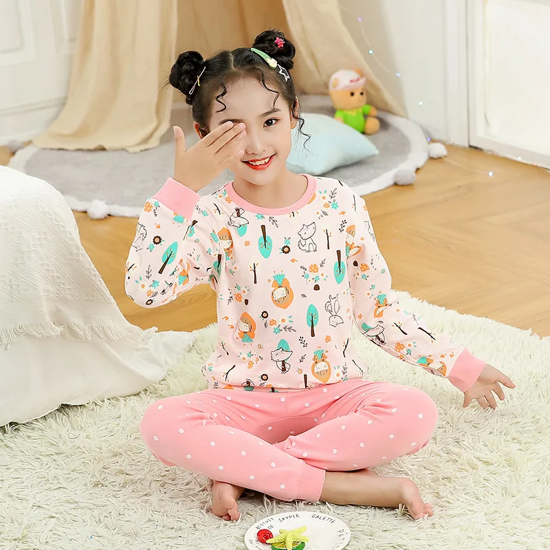 Милый пижамный комплект с принтом на заказ для детей весенние детские пижамы героями мультфильмов хлопковая одежда сна девочек по низкой цене