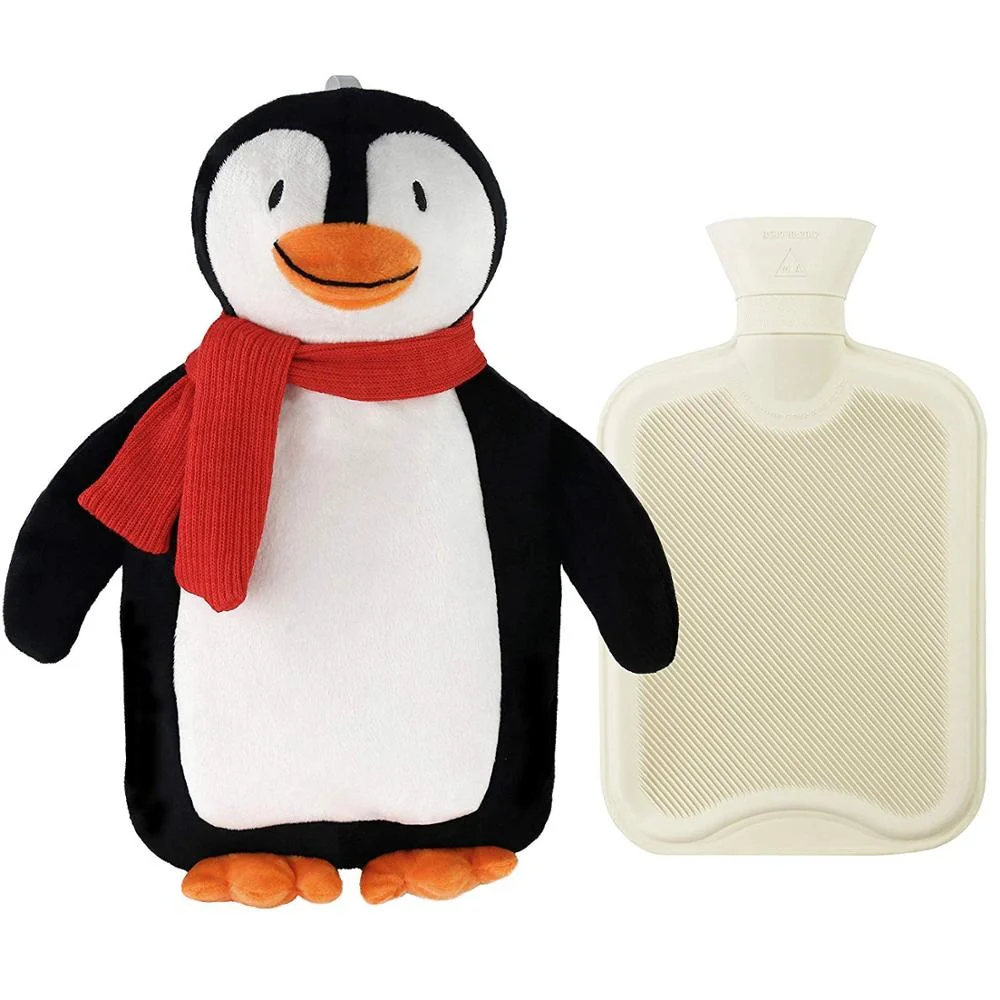 High quality 2L penguin natural rubber hot water bottle ,thermal insulation ,factory direct sale,customized,for relief pain