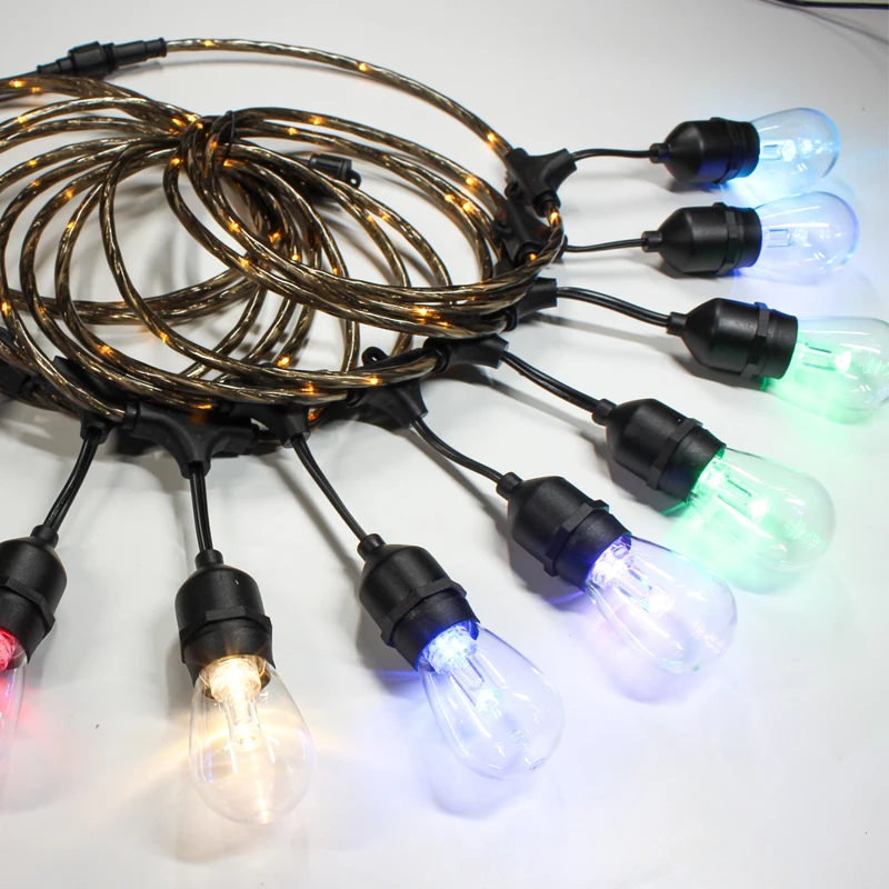 Светодиодная вспышка света кабель S14 водонепроницаемые гирлянды E27 теплый LED Ретро лампа накаливания Эдисона открытый уличный патио