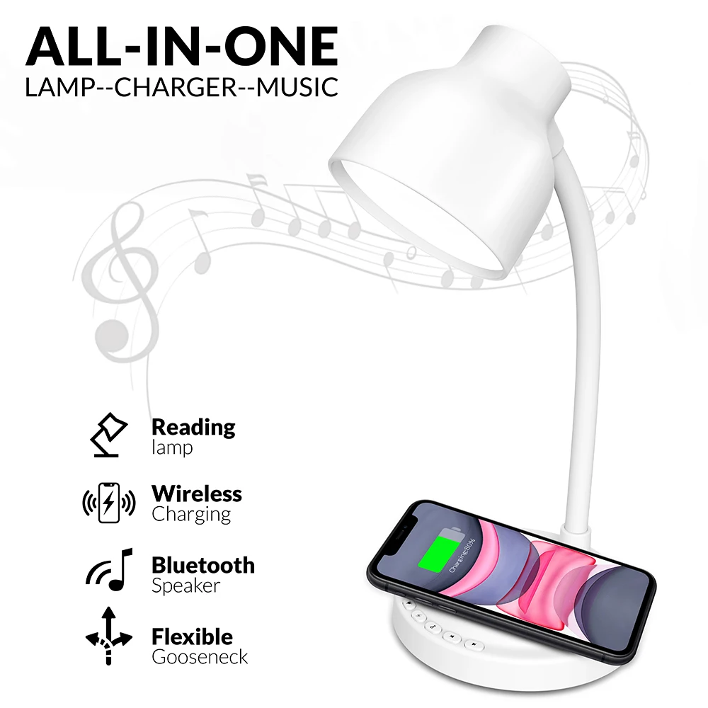 hot selling  led desk  lamp 15w wireless charging  Led Table Lamp Bl Speaker