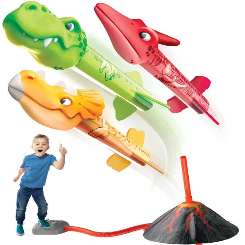 Hot Sale Dinosaur Airplane Launcher Toys Kids Stomp Air Pump Rocket Launcher Toy Outdoor Foot Treader Parent Child Toys