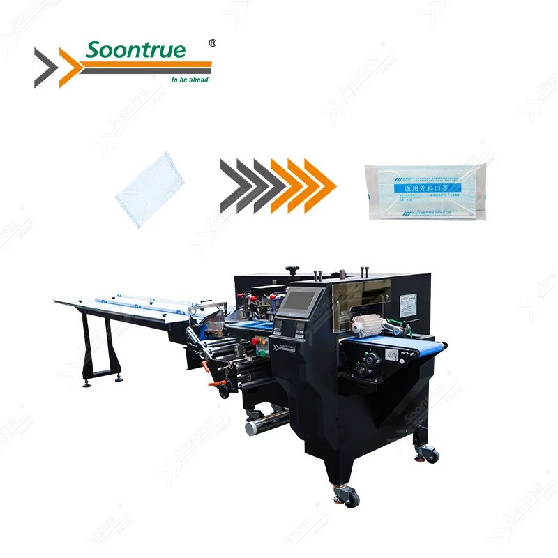 Soontrue automatic horizontal disposable 1 pcs kf94 kn95 3 pcs face mask ffp2 packaging machine