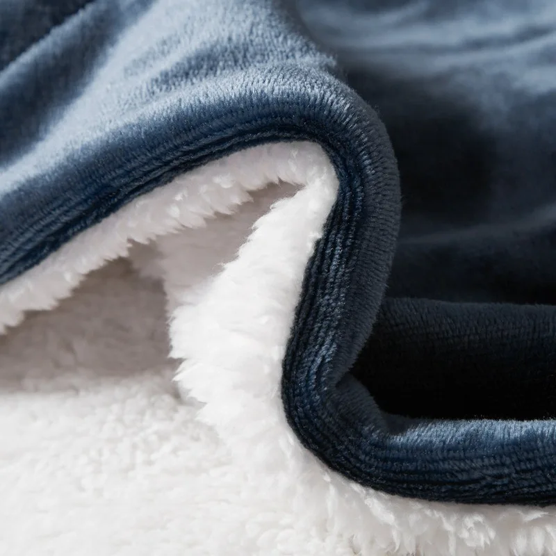 Thick Warm Throw Blanket Double Layers Winter Fleece Blankets Custom Sherpa