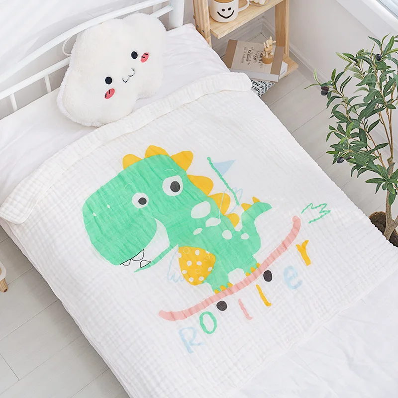 9-Laye High Quality Organic Cotton Bath Swaddle Towel Knitted Printed Cartoon Design Square Shape for Newborn for Home Use