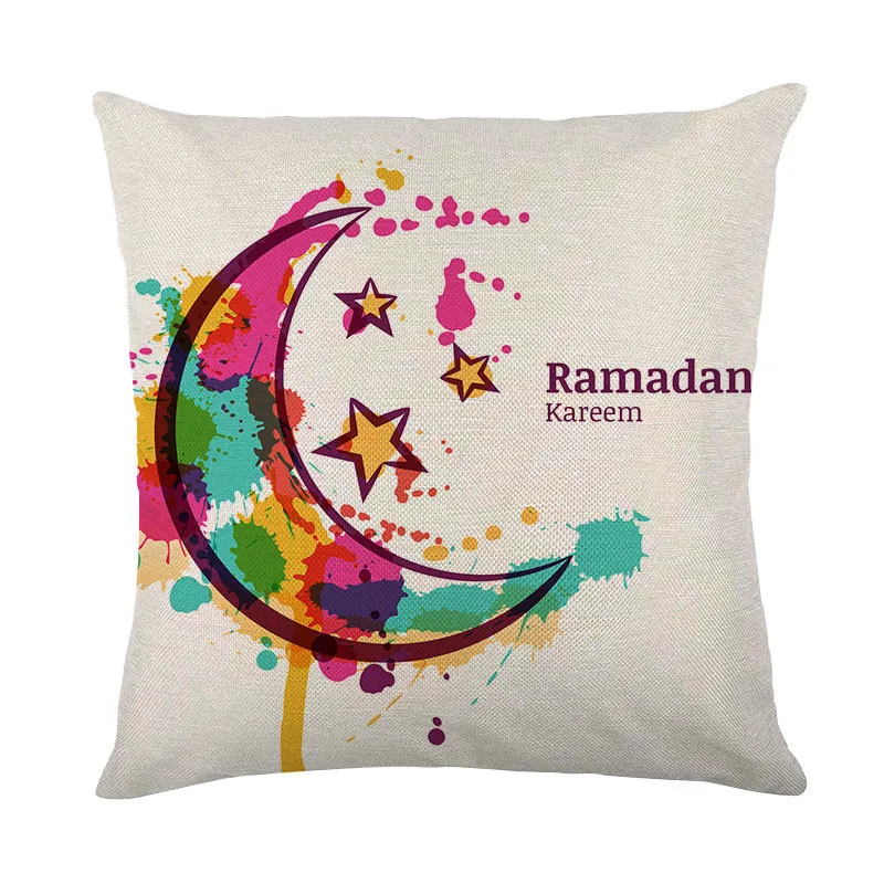 New Linen Color Moon Castle Printed Pillow Cover Home Office Sofa Cushion Pillow Cover