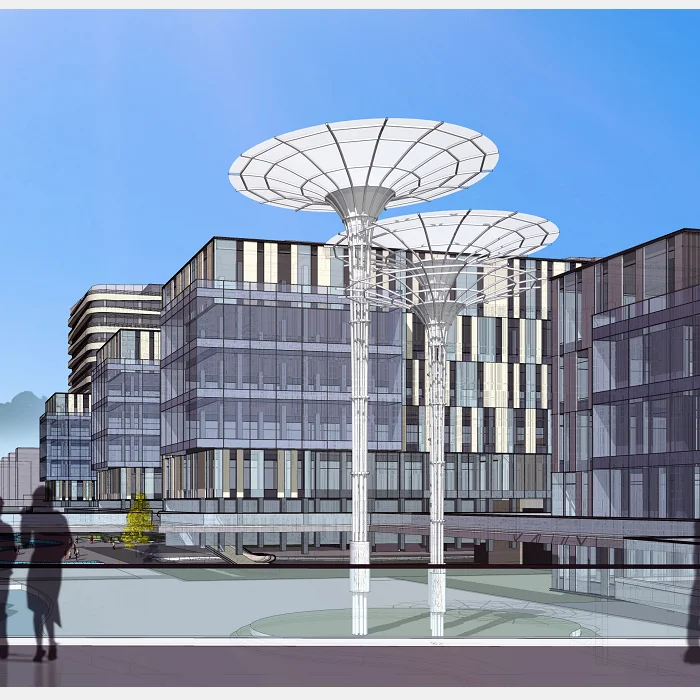 3d walkthrough building video for TOD design with SU model facede making and sounds also for interior design