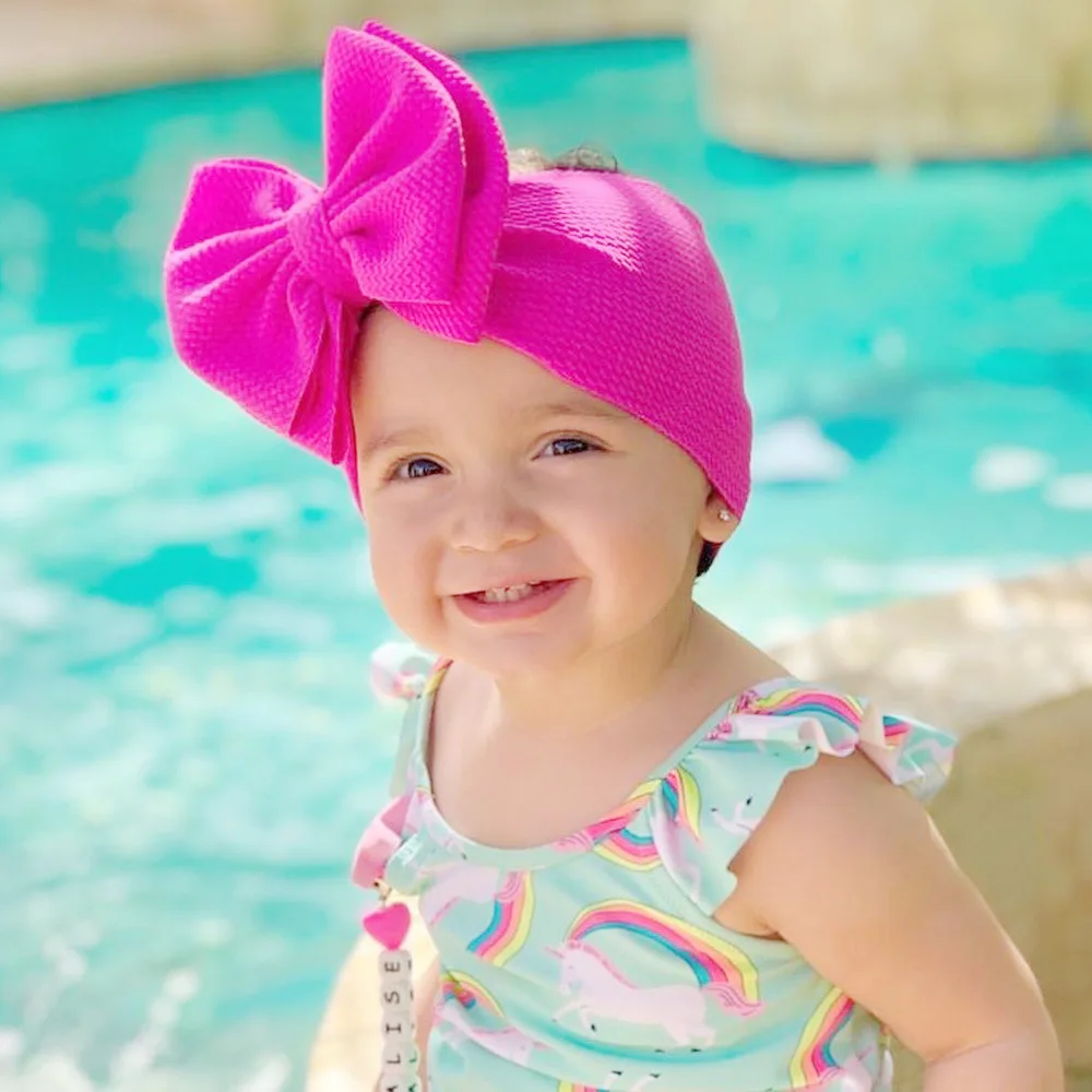 Aliexpress hot selling Soft Rib Fabric bowknot hair accessories for children  pure color baby hairband kids multi color headband