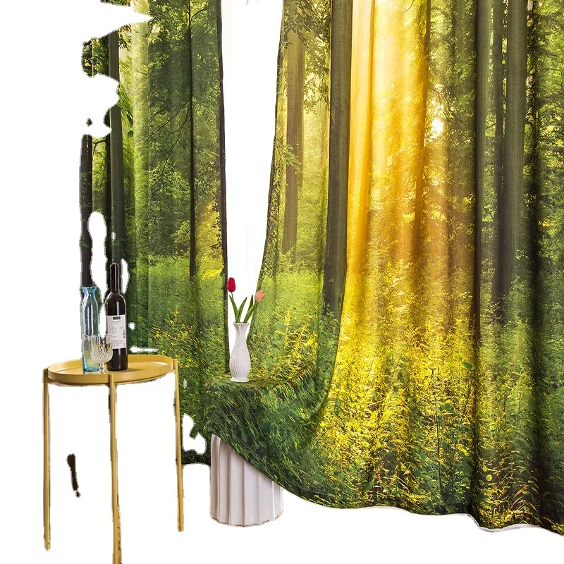 factory wholesale Curtain fabric pattern of Nature printing  curtains for bedroom forest Drapes for Living  Dining Room