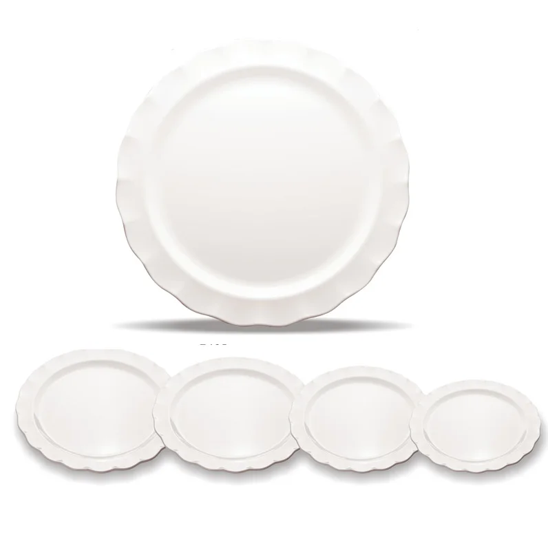 Plastic Tray for Food Big Round Banquet Tray  14/16/18/20/22 inch Large Melamine Buffet Tray
