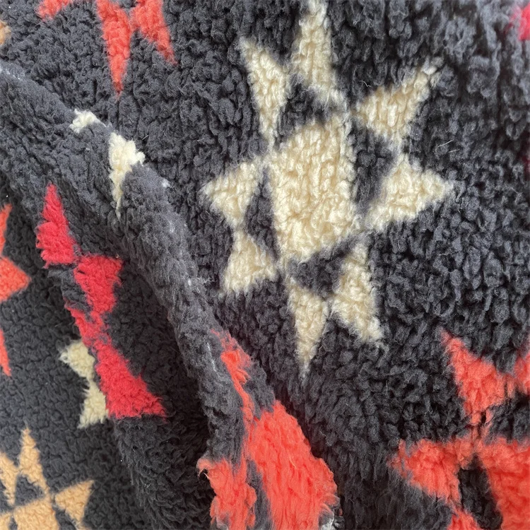 100% poly double sherpa solid  cream blanket print inventory fabric