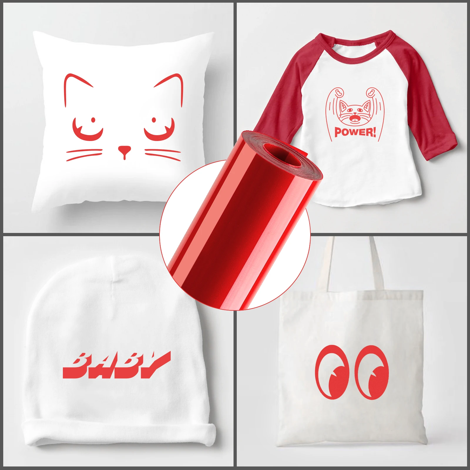 Nicapa Red Iron On HTV Vinyl Rolls Heat Transfer Vinyl Film for Textiles Clothing 12 inch x 15 feet