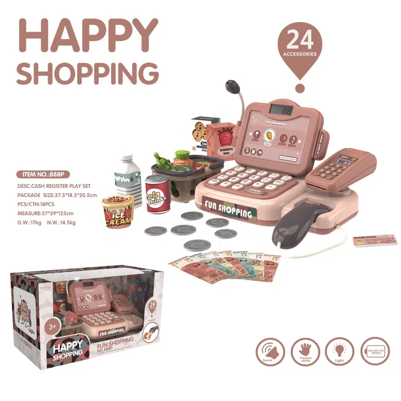 24PCS Electronic Children Intelligent Speech Recognition Cashier Machine Cash Register with Calculator Microphone Amplification