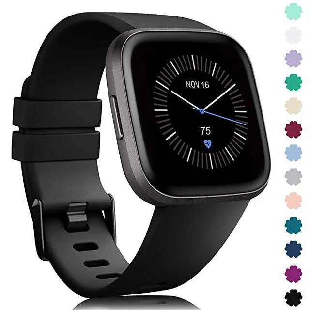 High Quality Custom Adjustable Wristband Strap Bracelet Soft Rubber Silicone Smart Watch Band For Fitbit Versa 2 Versa Lite