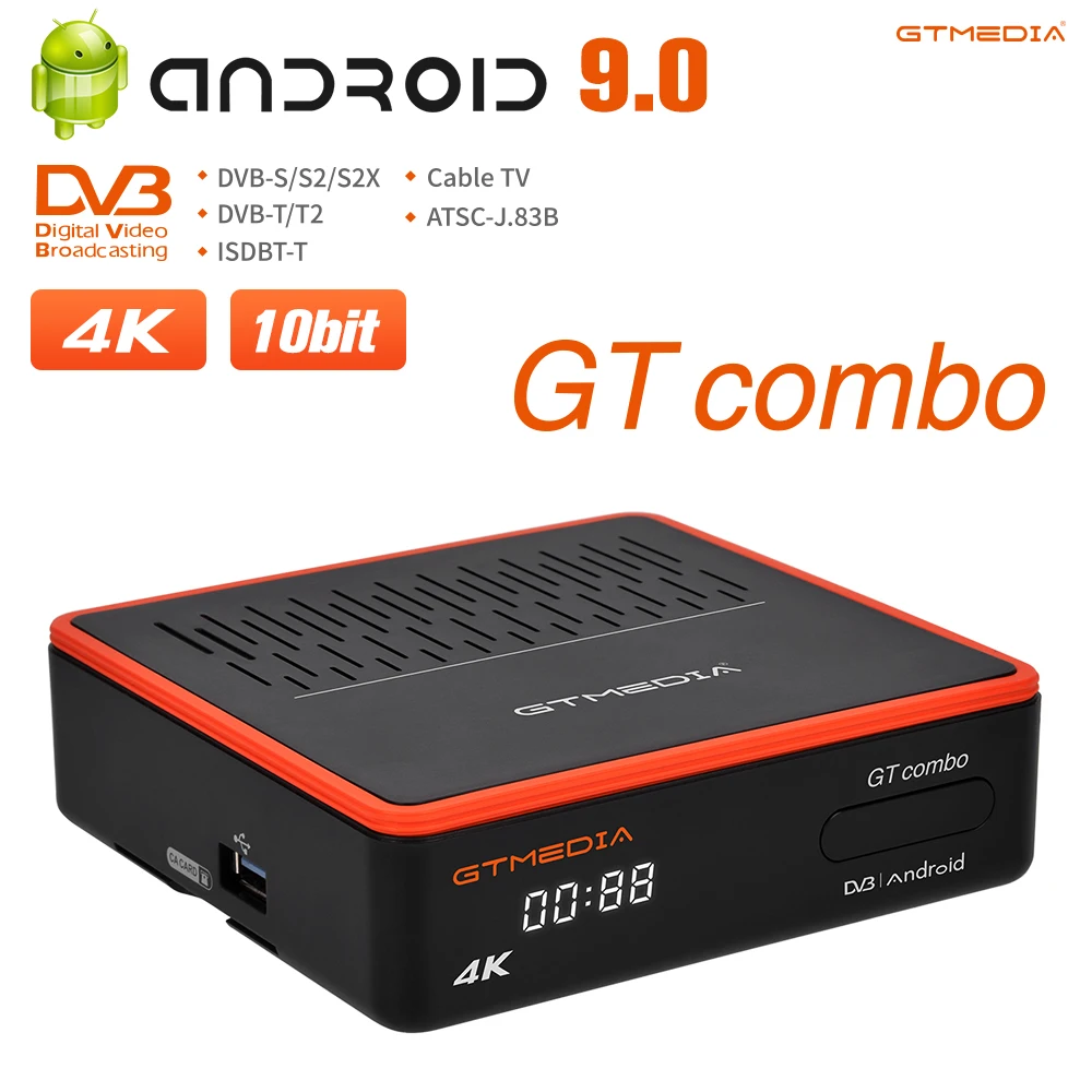 New S905X3 4K Android dvb-s2 T2  DVB-C ATSC ISDB-T Android box 9.0 Best IPTV Receiver GTmedia GT Combo