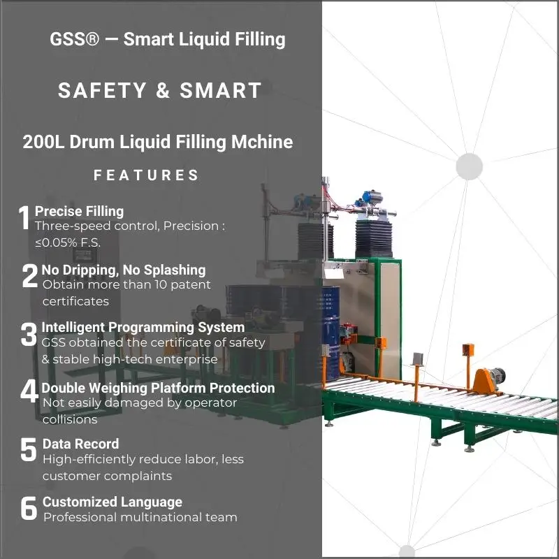 GSS 200L drum filling machine for chemical petrochemical food and agrifood industry