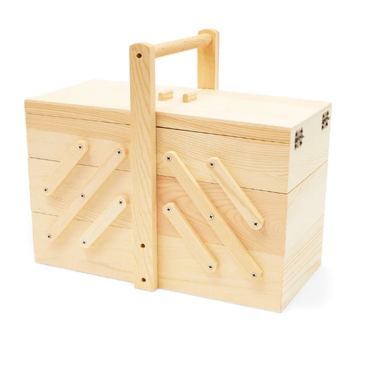 
Modern Style Solid Wood Furniture Natural Pin Cushioned Wooden Handcrafted Sewing Jewellery Box 