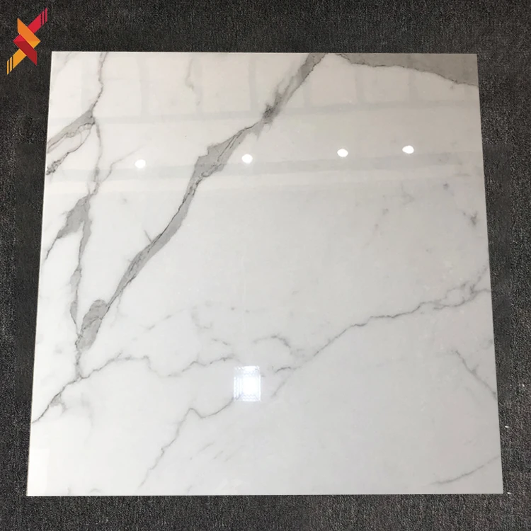 60x60 Cheap price carrara white marble glazed porcelain polished floor and ceramic wall tiles for living room