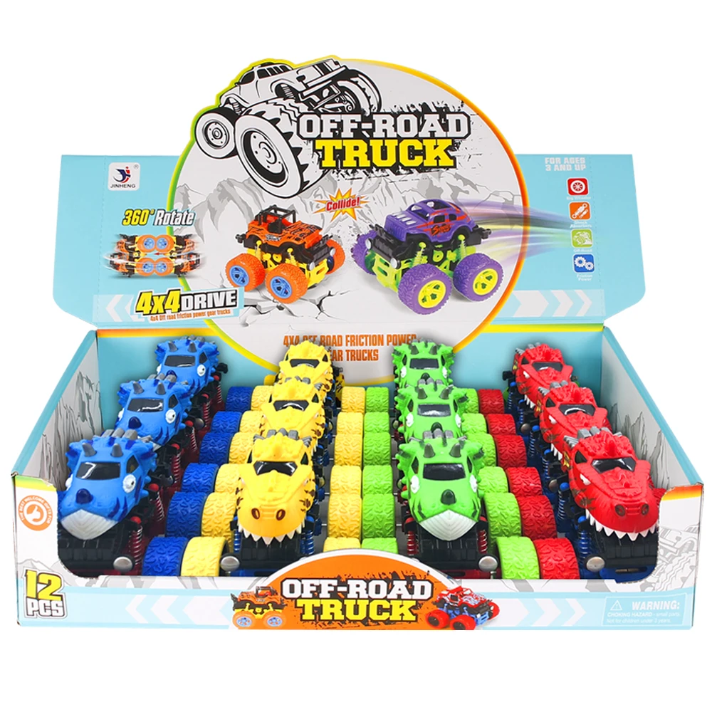 
12PCS 4x4 Wheels Mini Friction Dinosaur Car Toy For Kids 