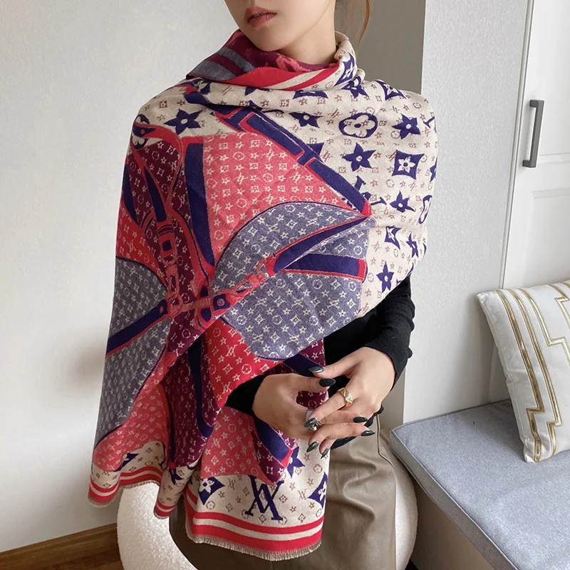 Wholesale Fashion Heavy Winter Autumn Scarfs Super Soft High Quality Alpaca Blankets Woolen Extra Large Scarf