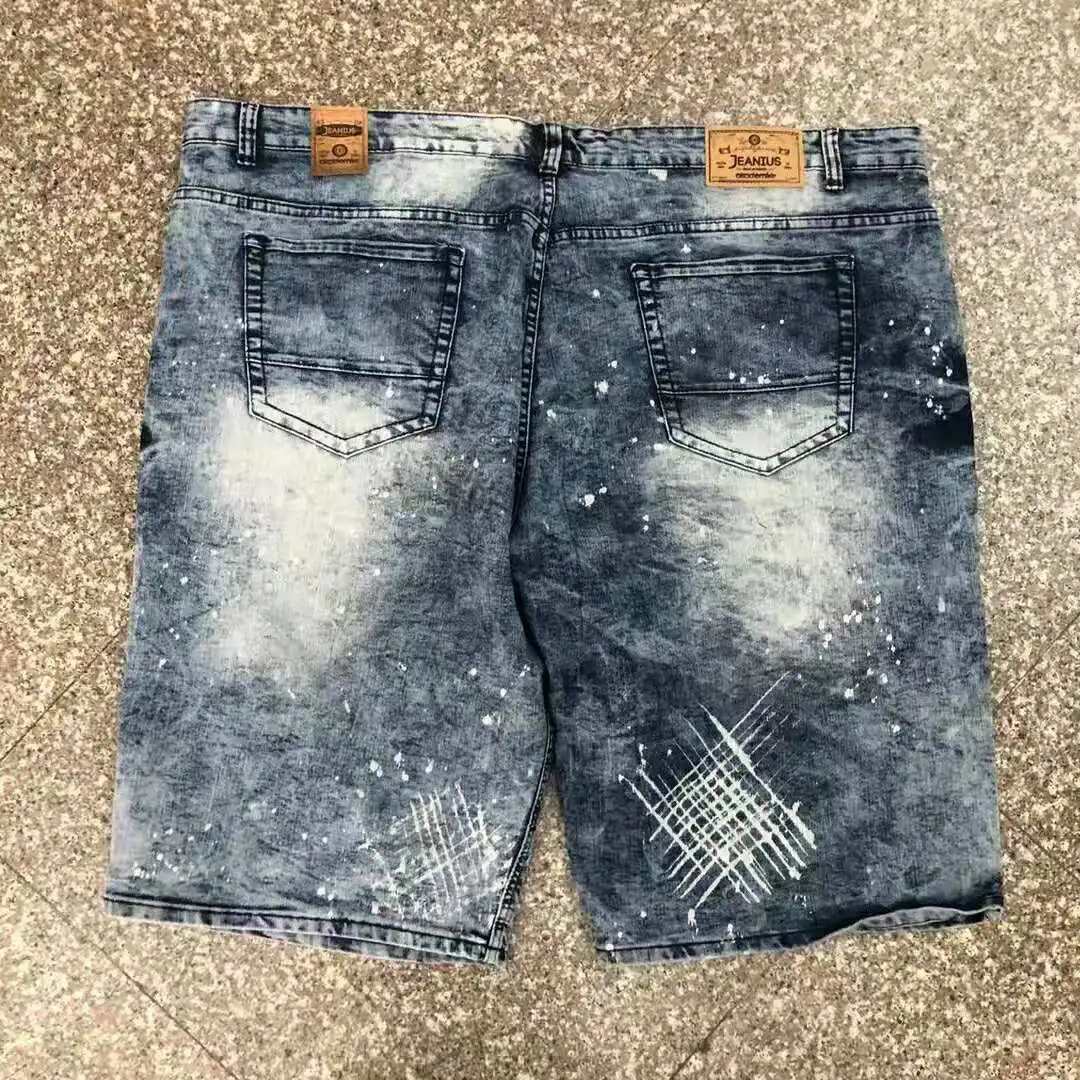 China Stock Lot China design jeans shorts for man korean jeans ripped shorts loose oversize denim shorts