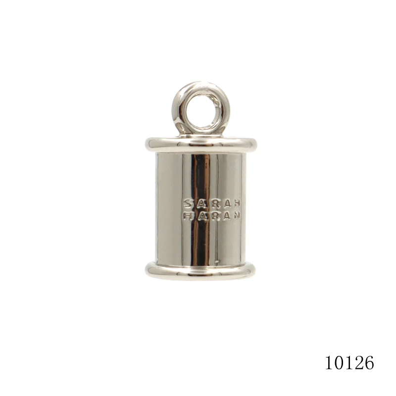 metal tassel caps nickel logo engraved metal tassel leather cord end crimp caps