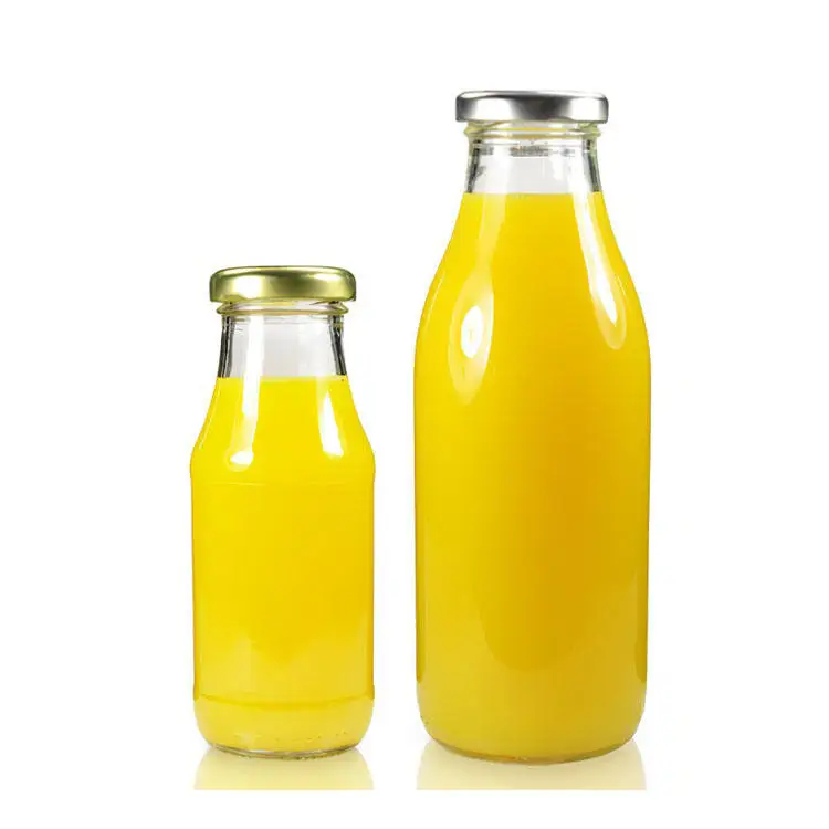 12oz 350ml 16oz 500ml 8oz Milk Juice maple syrup glass bottle Beverage Bottle Milk Dairy Drinking Glass Bottle with metal Lids