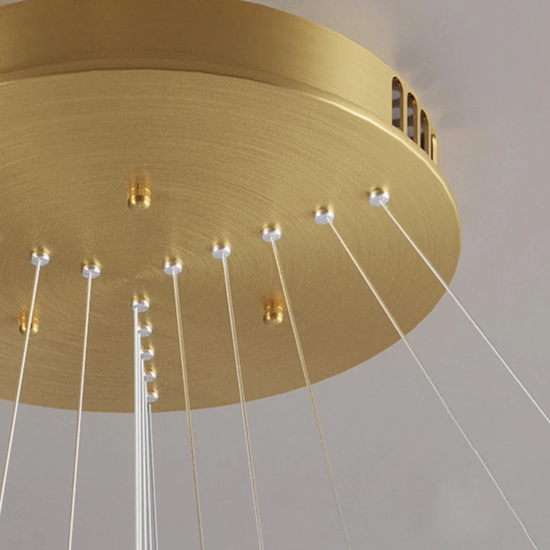 Wholesale Modern Design Wireless Lights Living Room Dimming Aluminum Acrylic Led Gold Circle Ring Pendant Light
