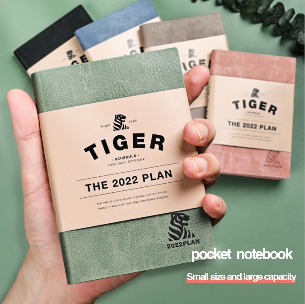 2022 Environmental Friendly Discolored Pu Leather Hand Account Book Monthly Plan A7 Agenda Book Portable Pocket Notepad