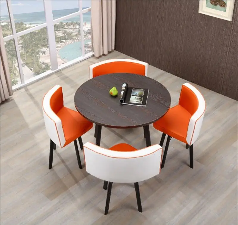 Customize color modern Nordic restaurant dining furniture negotiation table and chair set for selling