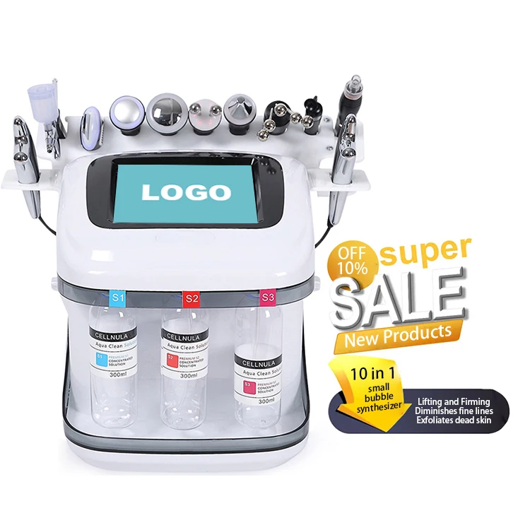 Portable 10 In 1 Dermabrasion Machine H2o2 Oxygen Jet Peeling Skin Massage Blackhead Removal Facial Diamond Micro  Machine