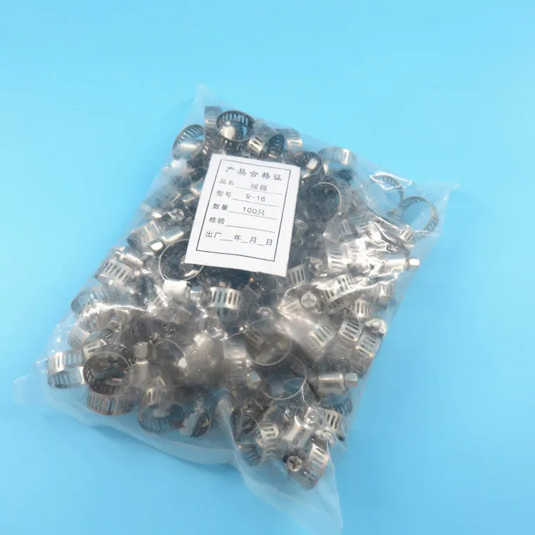 9mm-16mm Stainless Steel Mini Fuel Line Pipe Hose Clamp Clip Optional Size for Air Hose Water Pipe Fuel Hose Silicone