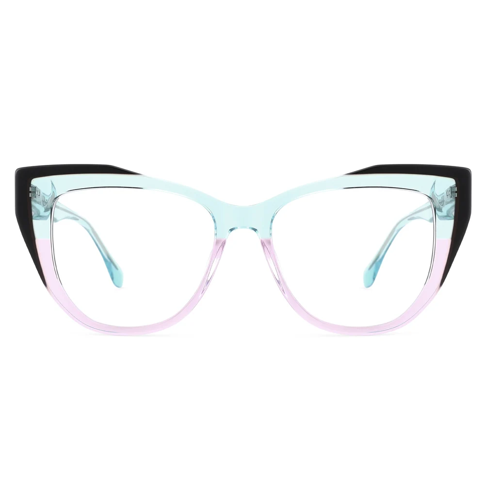 2022 Newest European Style Women Colorful Cat Eye Frame High Quality Acetate Optical Eyeglasses Frames