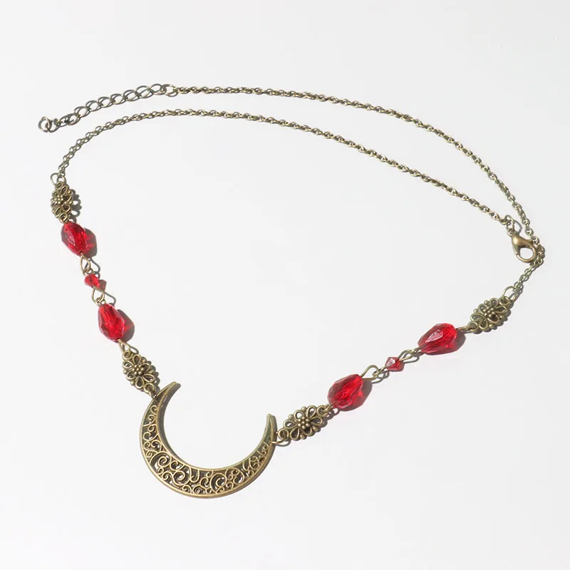 Hollow Out Moon Head Chain Wedding Retro Women Hair Jewelry Accessories Natural Stone Crystal Alloy Chains