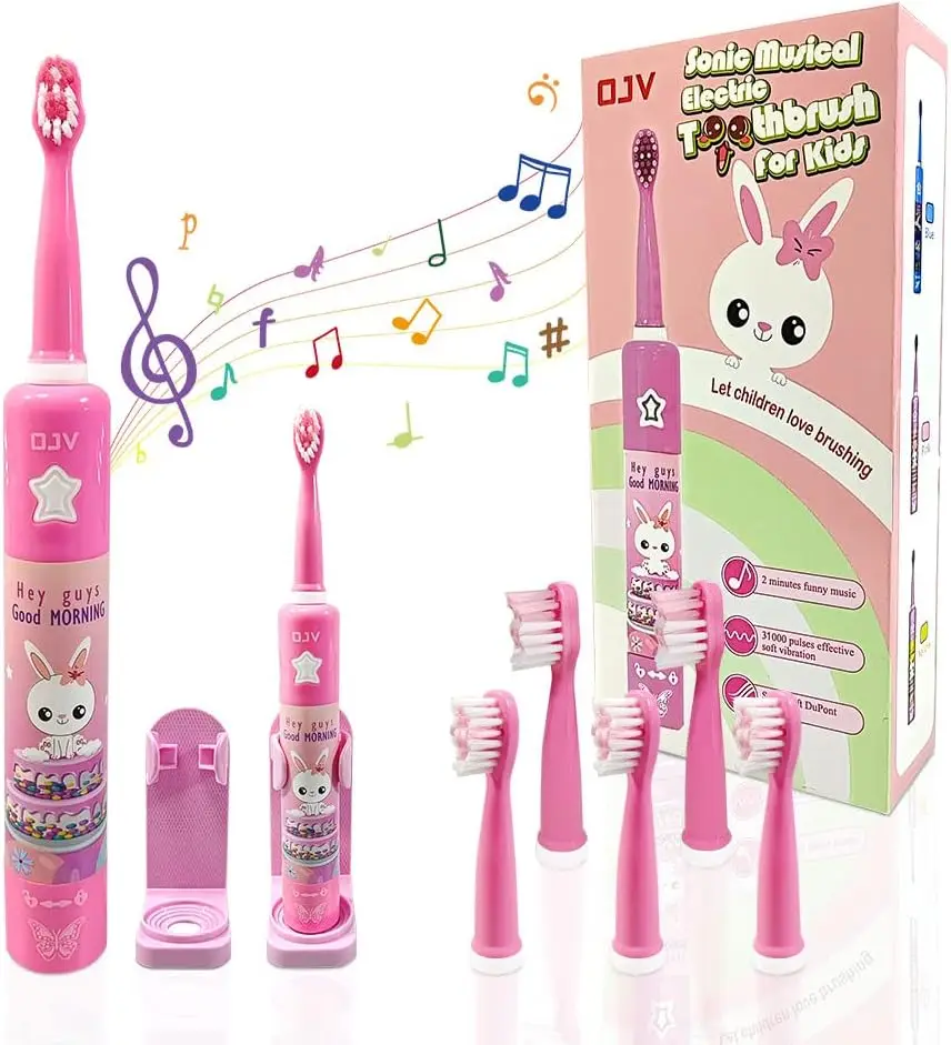 Smart timer long endurance soft bristles cartoon ultrasonic music kids electric child sonic toothbrush