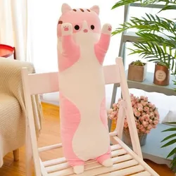 New style Baby Kids Toys Soft Cat Big Hugging Plush Pillow Cartoon Long Cat Kitten Legs Pillow Sleeping Companion Bolster Toys