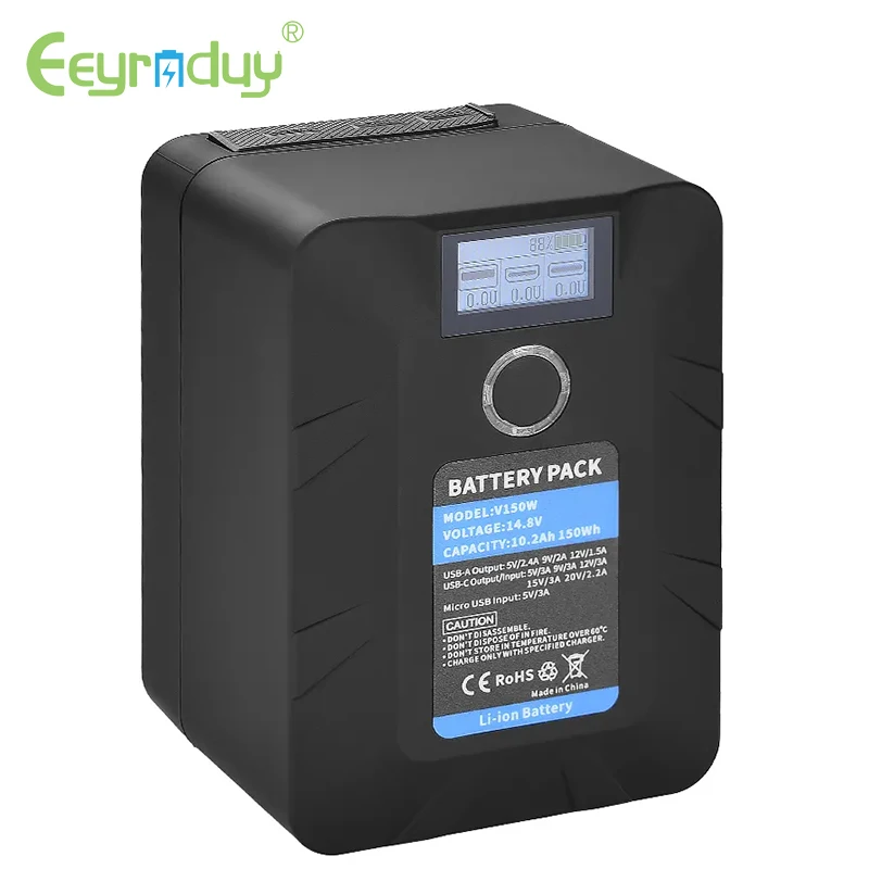 10200mAh 150Wh 10.2Ah 14.8V lithium ion V Lock mount batteries pack with OLED Screen Display  for camera studio light outdoor