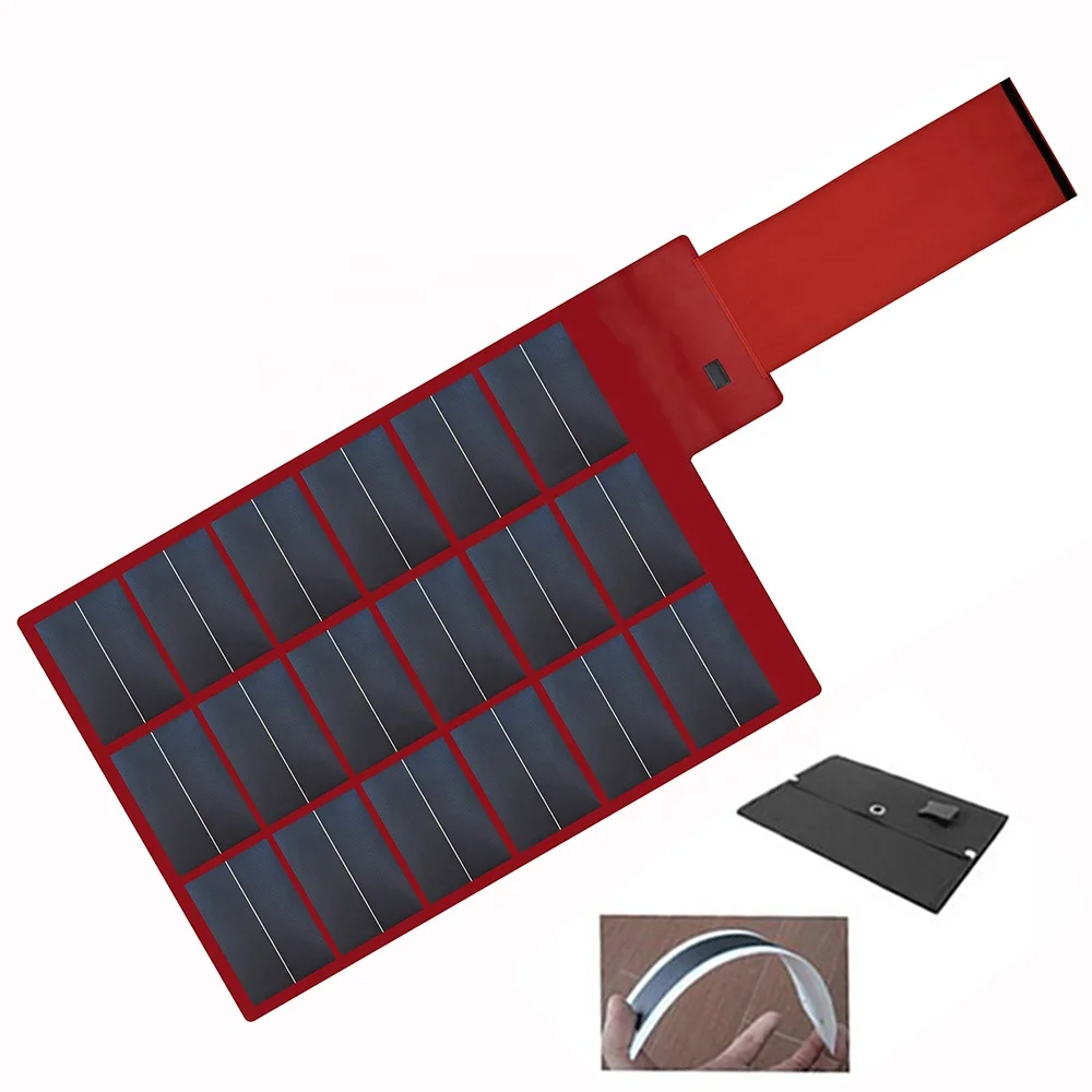 Foldable Flexible Red Solar Panel Solar Blanket Charge for RV 4x4 Camper Trailers