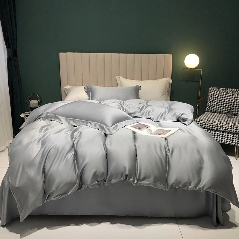 Wholesale light Grey solid plain color 60s lyocell fiber bed linen fabric