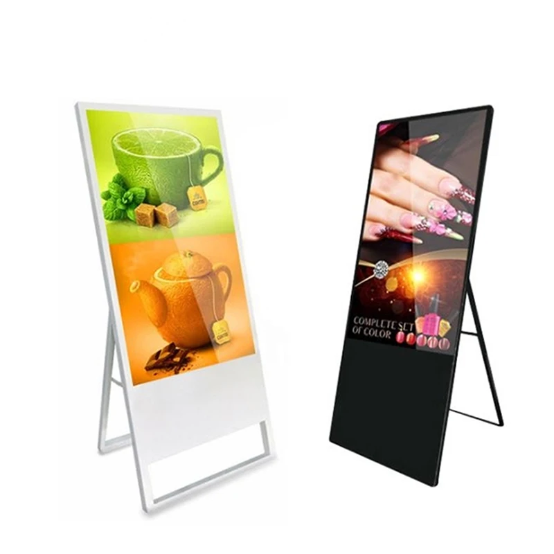 49 55 Inch Moveable Foldable Display Advertising Screen Portable Lcd Digital Signage Poster  in Restaurant Shopping Mall