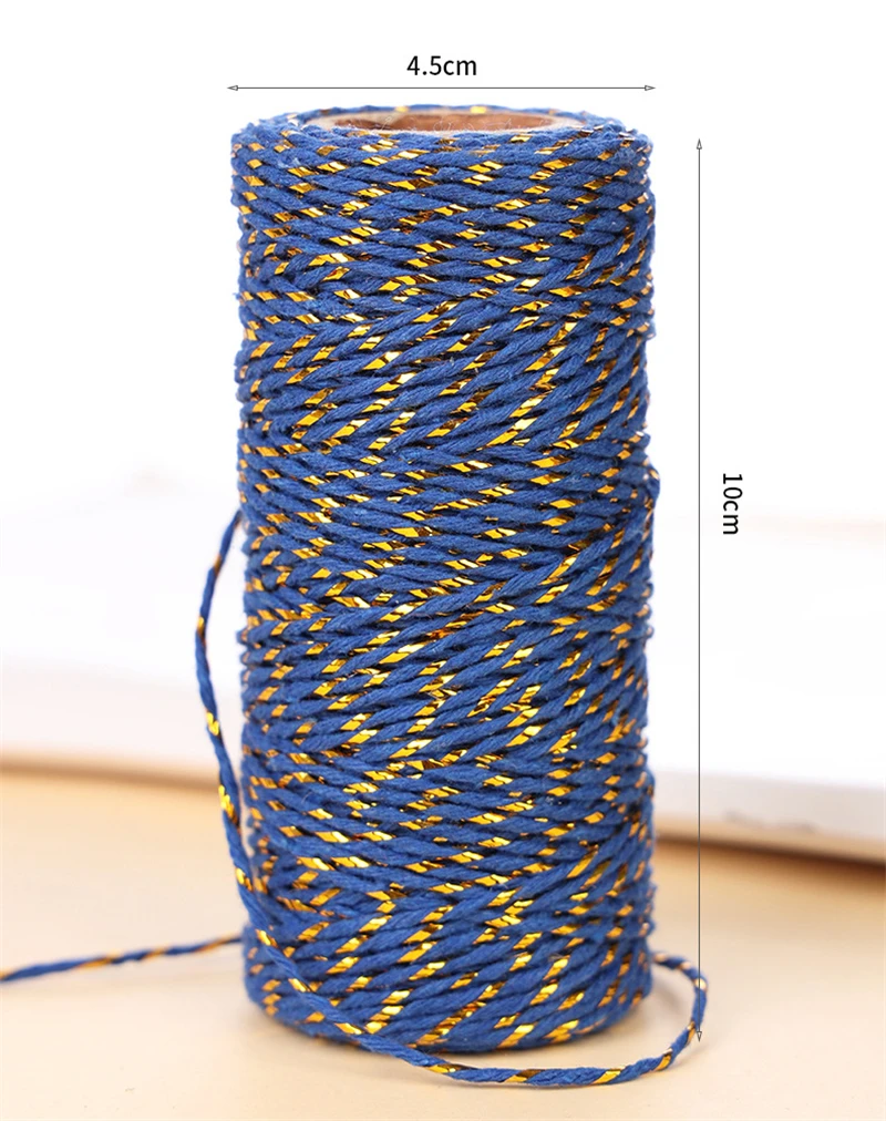 1.5mm 8 strands of colored macrame cord gold silk cotton rope Christmas gift wrapping decoration rope tag rope