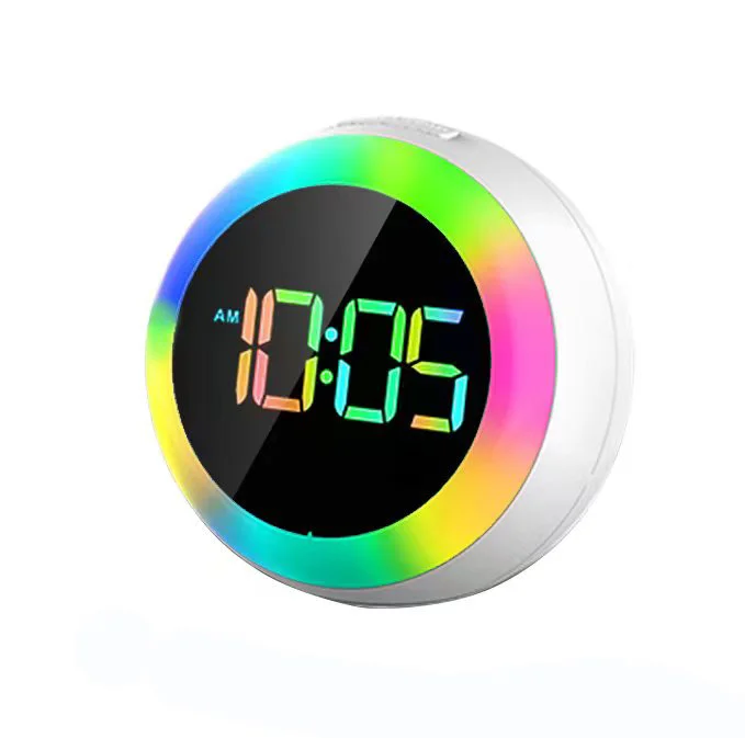 2023 digital desktop double alarm clock smart Desk & Table Clocks colorful nightlight LED voice control snooze