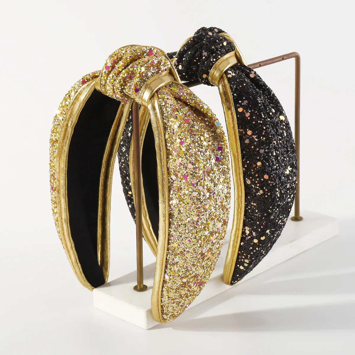 GEERDENG Wholesale Custom Christmas Hair Band Embellishment Knotted Fabric Headband Luxury Fashion Girls Women Crystal Headbands